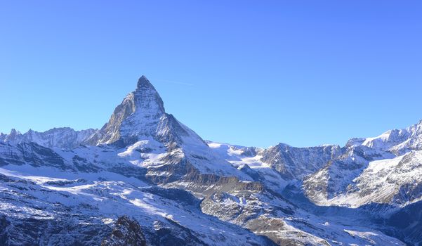 The most beautiful Swiss Alps, Matterhorn in Zermatt with tourist, Switzerland.