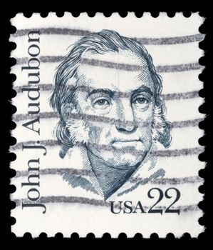 Stamp printed in USA shows John J. Audubon, circa 1986. "Great people of United States"