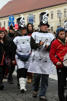 Carnival parade on Shrove Saturday. Carnival masks from Croatia.They banish away the winter. Zagreb, Croatia February 02, 2013.