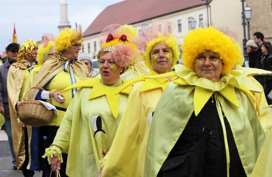 Carnival parade on Shrove Saturday. Carnival masks from Croatia.They banish away the winter. Zagreb, Croatia February 02, 2013.