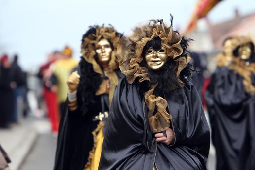 Carnival parade on Shrove Saturday. Carnival masks from Croatia.They banish away the winter. Zagreb, Croatia February 02, 2013.