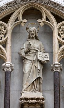 Statue of Christ the Teacher on the facade of the Zagreb cathedral