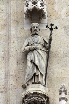 The statue of St. Joseph on the facade of the Zagreb Cathedral