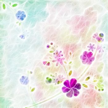 abstract watercolor blue flowers on green background illustration