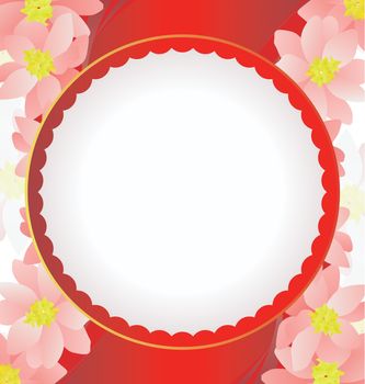 red flowers background with white circle