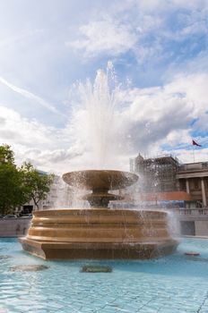 Fountain at Trafalgar Square in London, United Kingdom