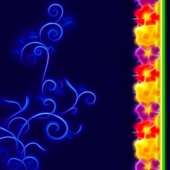 violet background with flowers border