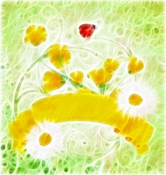 yellow grunge scroll nature illustration