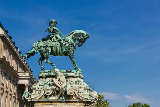 Statue of Prince Eugene of Savoy in the court of Buda castle in Budapest Hungary