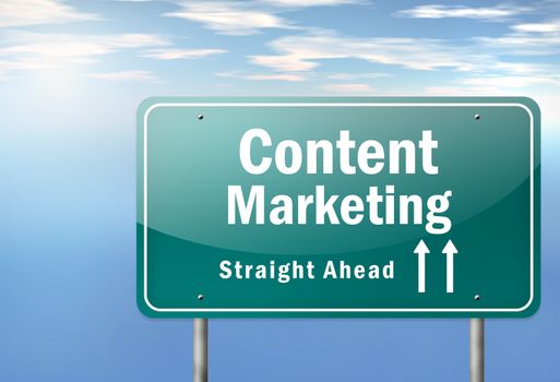 Highway Signpost with Content Marketing wording