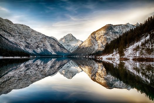 Reflection at Plansee (Plan Lake), Alps, Austria
