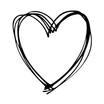 doodle hand drawn heart shaped on white background