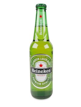 PULA, CROATIA - JANUARY 23, 2016: Bottle of Heineken Lager, Brewed in Amsterdam since 1864.