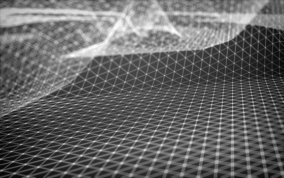 Abstract polygonal space low poly dark background with connecting dots and lines. Connection structure.