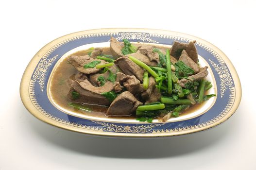 Stir fried pork liver with celery