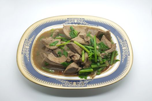 Stir fried pork liver with celery