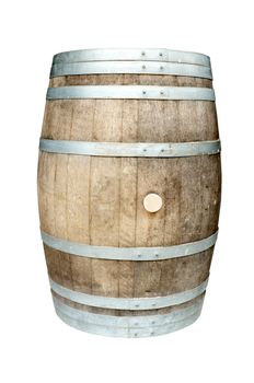 Old wooden barrel with iron rings