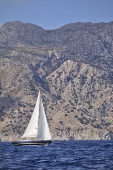 Yachting in Turkey - view of yacht and mountains from the sea