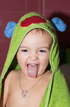 pretty young Boy in towel after bath