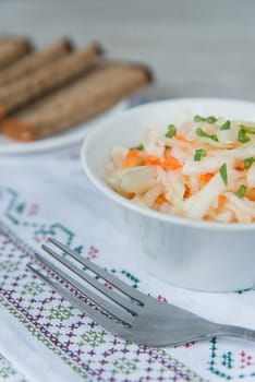 Dinner with the sauerkraut with green onion