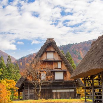 traditional japanese farmhouse at shirakawago