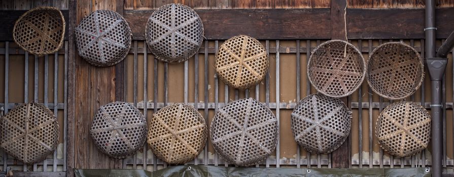 close up of rustic bamboo basket