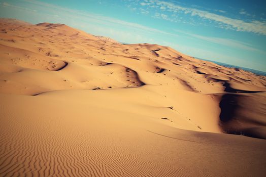 dry Sahara desert near Merzouga in Morocco