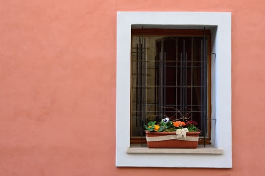historical window in Prague Castle in Czech republic
