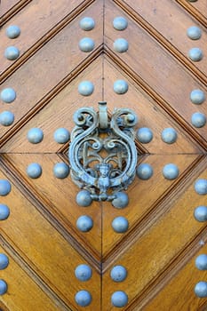 historical handle with nice wooden vintgage door