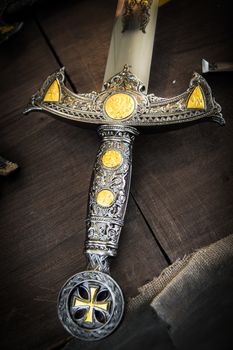 Detail of the hilt of a sword that dates from the time of the Crusaders.