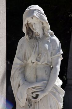 Detail of a mourning sculpture on a Mirogoj cemetery, Zagreb, Croatia