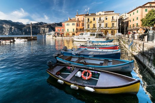 Malcesine, Italy - January 18, 2016: Malcesine is a small town on Lake Garda (Italy). Beautiful and picturesque is called "the pearl of the lake".