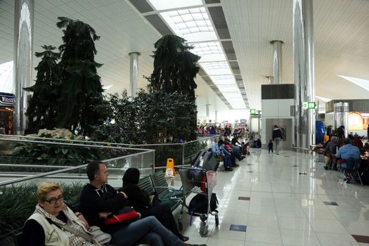 Recreation area in International airport on February 18, 2012 in Dubai, UAE. The airport is major aviation hub in the Middle East with max throughput of 80 millions passengers per year