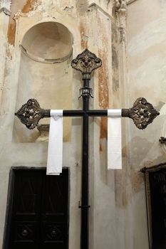 Cross in the Oratory of the Dead in the Old Town at Monterosso al Mare Cinque Terre Liguria Italy