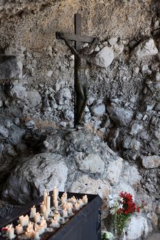 The crucifix in the sanctuary of Our Lady of Lourdes in Vepric, Croatia
