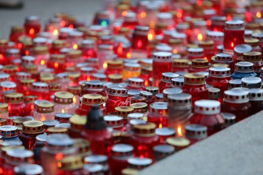 Zagreb cemetery Mirogoj on All Saints Day visited by thousands of people light candles for their deceased family members on 01 November 2013 in Zagreb.