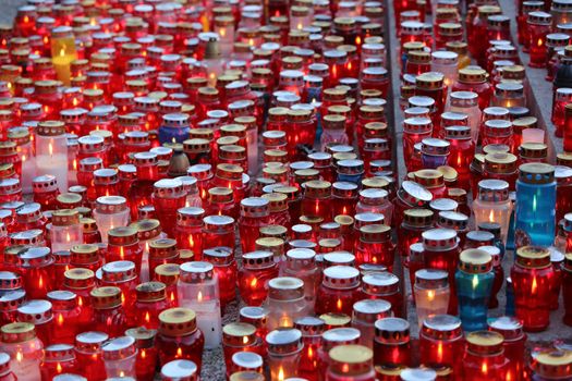 Zagreb cemetery Mirogoj on All Saints Day visited by thousands of people light candles for their deceased family members on 01 November 2013 in Zagreb.