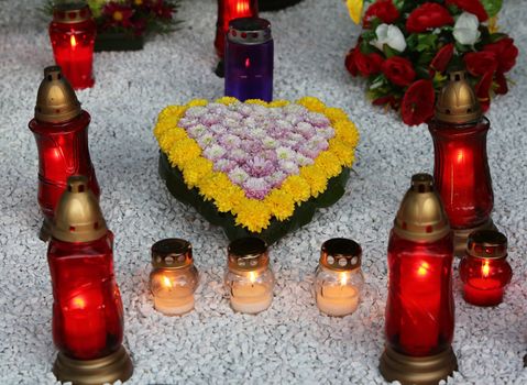Zagreb cemetery Mirogoj on All Saints Day visited by thousands of people light candles for their deceased family members on 01 November 2013 in Zagreb.