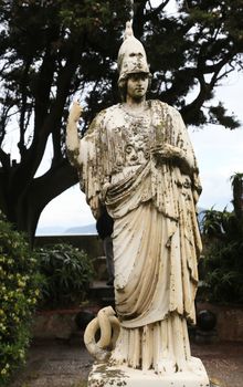 Statue of Minerva in the garden of the the Villa dei Mulini, Portoferraio, Elba, Italy