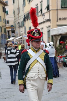 The Italian island where Napoleon was sent into exile in 1814 marked the 200th anniversary of the emperor's arrival on Sunday with a re-enactment by enthusiasts from across Europe on May 03, 2014 in Portoferraio, Italy