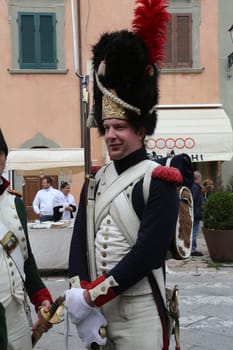 The Italian island where Napoleon was sent into exile in 1814 marked the 200th anniversary of the emperor's arrival on Sunday with a re-enactment by enthusiasts from across Europe on May 03, 2014 in Portoferraio, Italy
