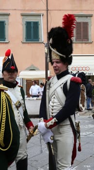 The Italian island where Napoleon was sent into exile in 1814 marked the 200th anniversary of the emperor's arrival on Sunday with a re-enactment by enthusiasts from across Europe on May 03, 2014 in Portoferraio, Italy