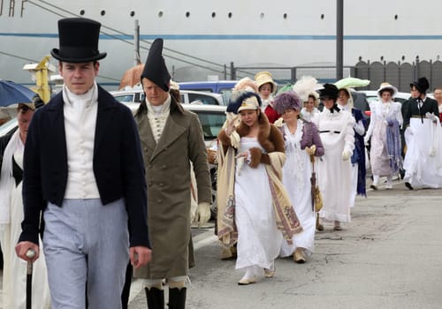 The Italian island where Napoleon was sent into exile in 1814 marked the 200th anniversary of the emperor's arrival on Sunday with a re-enactment by enthusiasts from across Europe on May 03, 2014 in Portoferraio, Italy
