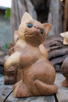 Beautiful wooden carved turtles , cats, birds .