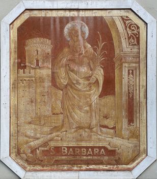 Santa Barbara painting on the facade of the house in Rapallo