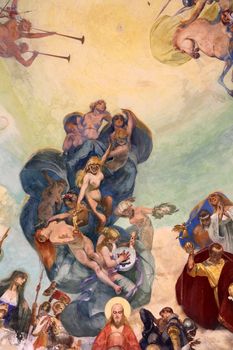 The frescoed dome of the Music Kiosk, a monument built by the migrants Rapallo in Chile
