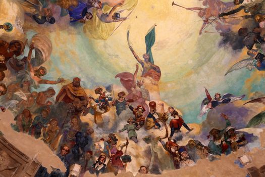 The frescoed dome of the Music Kiosk, a monument built by the migrants Rapallo in Chile
