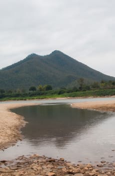 Landscape river and mountain town of Chiang Khan in Loei, Thailand