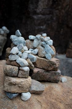 Balance stone on river coast