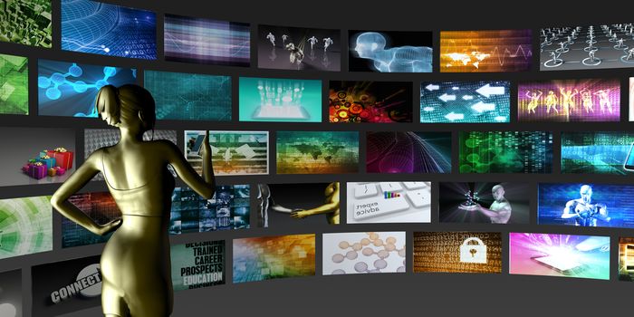 Video Streaming as Technology Concept with Lady Watching
